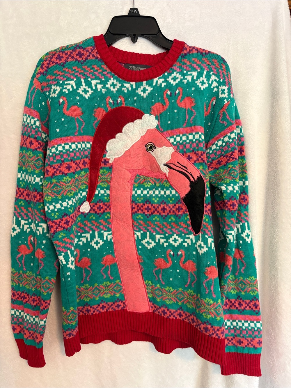 Unisex Festive Flamingo Crewneck Sweater